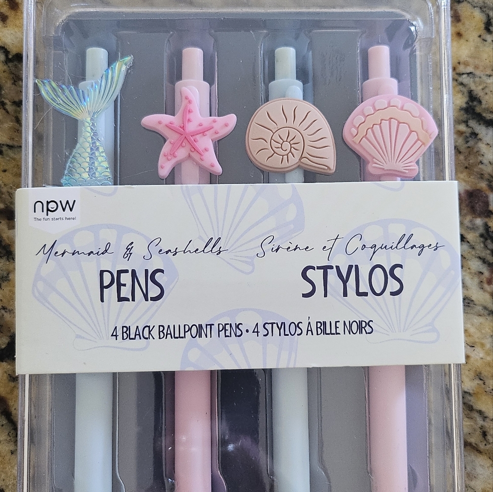 NPW Mermaid & Seashells Ballpoint Pens NWOT - Picture 3 of 3